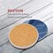 Coaster for Drinks Set of 6, Vintage Retro Colorful Blue Marble Absorbent Round Ceramic Stone Mat, with Cork Base and Metal Holder, Gift for Housewarming Room Bar Decor